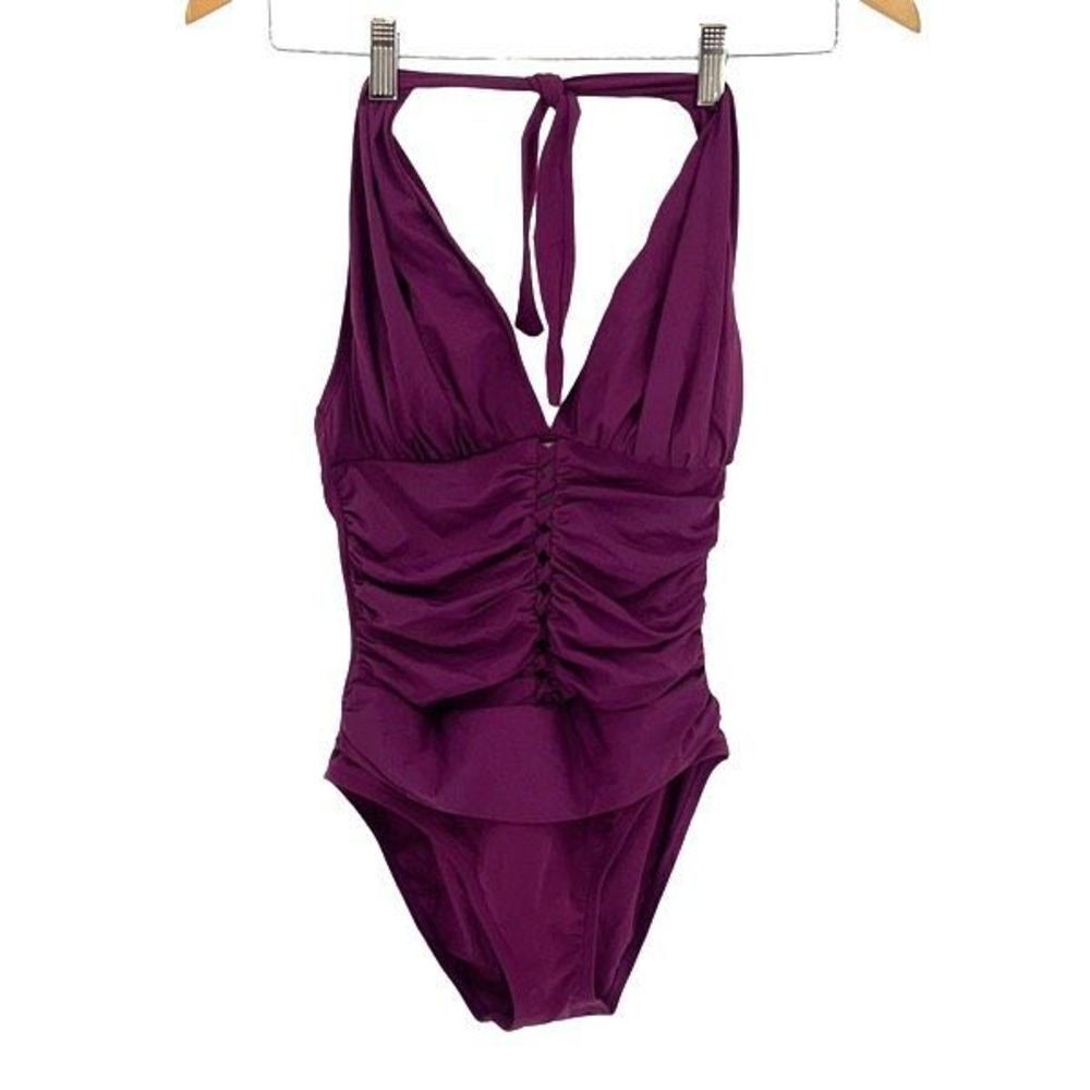 Bleu Rod Beattie Womens Halter Twister Mio One-Piece Swimsuit Cherry Wine Size 4